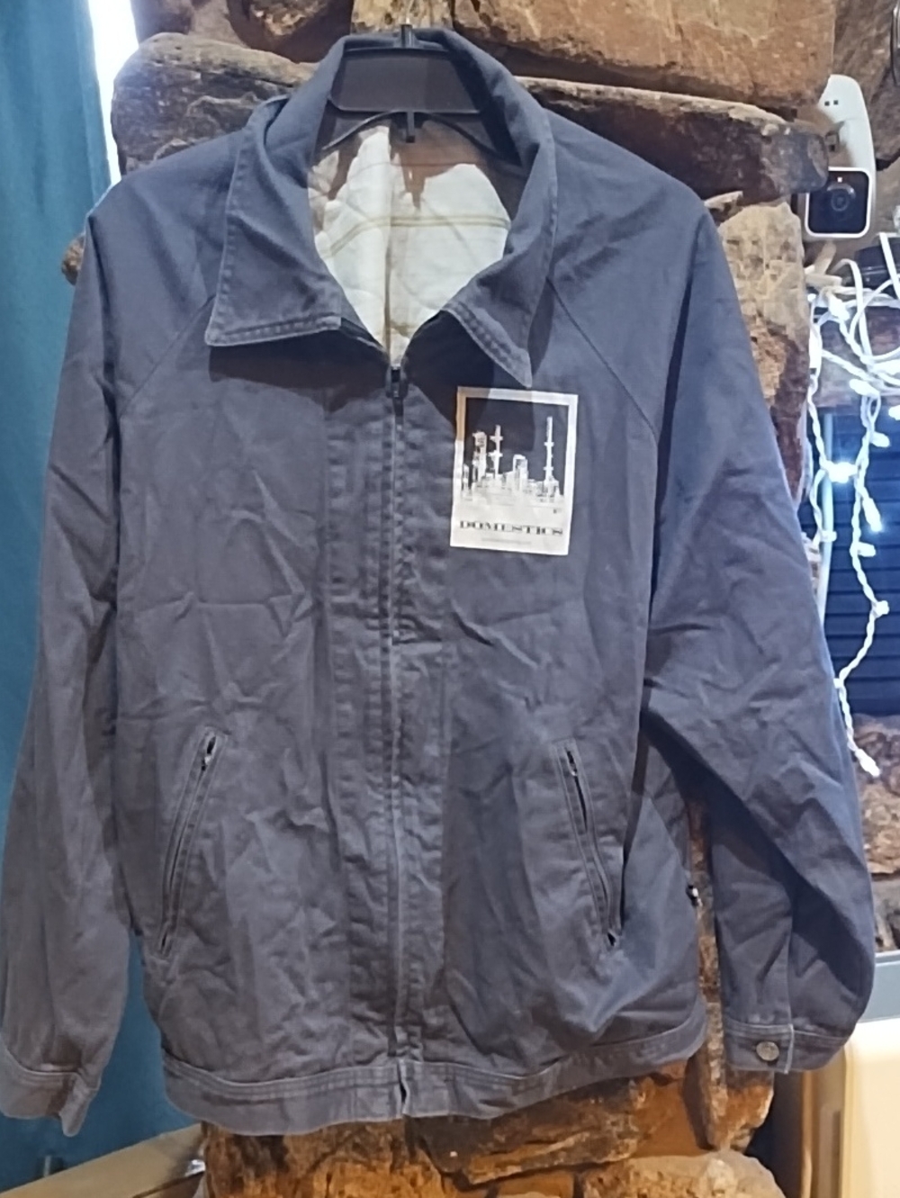 Casual Men's Gray Jean  Zip-Front Jacket